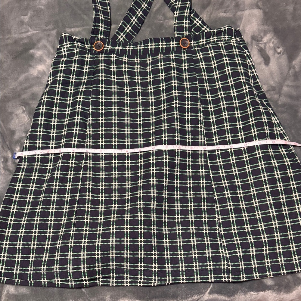 Maeve Plaid Pinafore Dress in Green and White - Picture 6 of 9